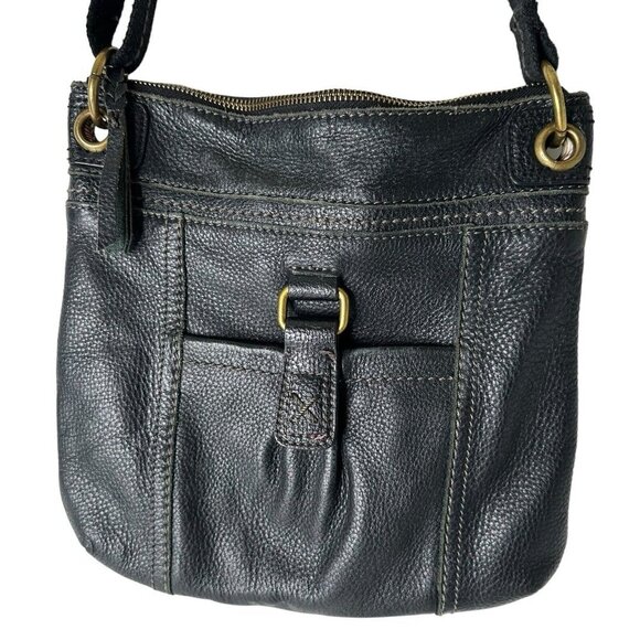 The Sak Black Soft Pebble Leather Adjustable Crossbody Shoulder Bag Purse - Picture 3 of 14
